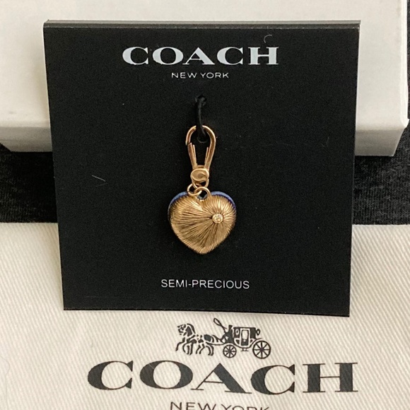 SOLD!! COACH Hang Tag Heart In Genuine Blue Lapis Lazuli Stone - NWT! - Picture 2 of 2